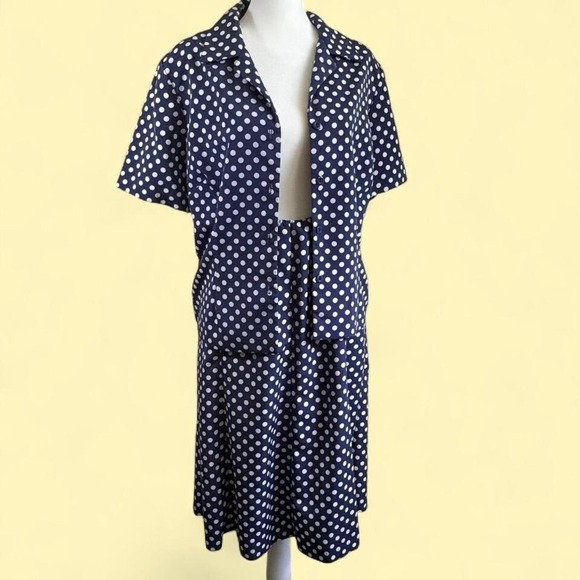 Vintage Brownstone Studio Women's Size 12 Two Piece Set Polka Dot Retro - Picture 1 of 6